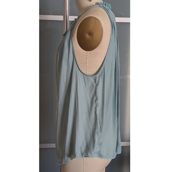BCBGMAXAZRIA Teal Satin Snake Tank Top Size S - Picture 4 of 7